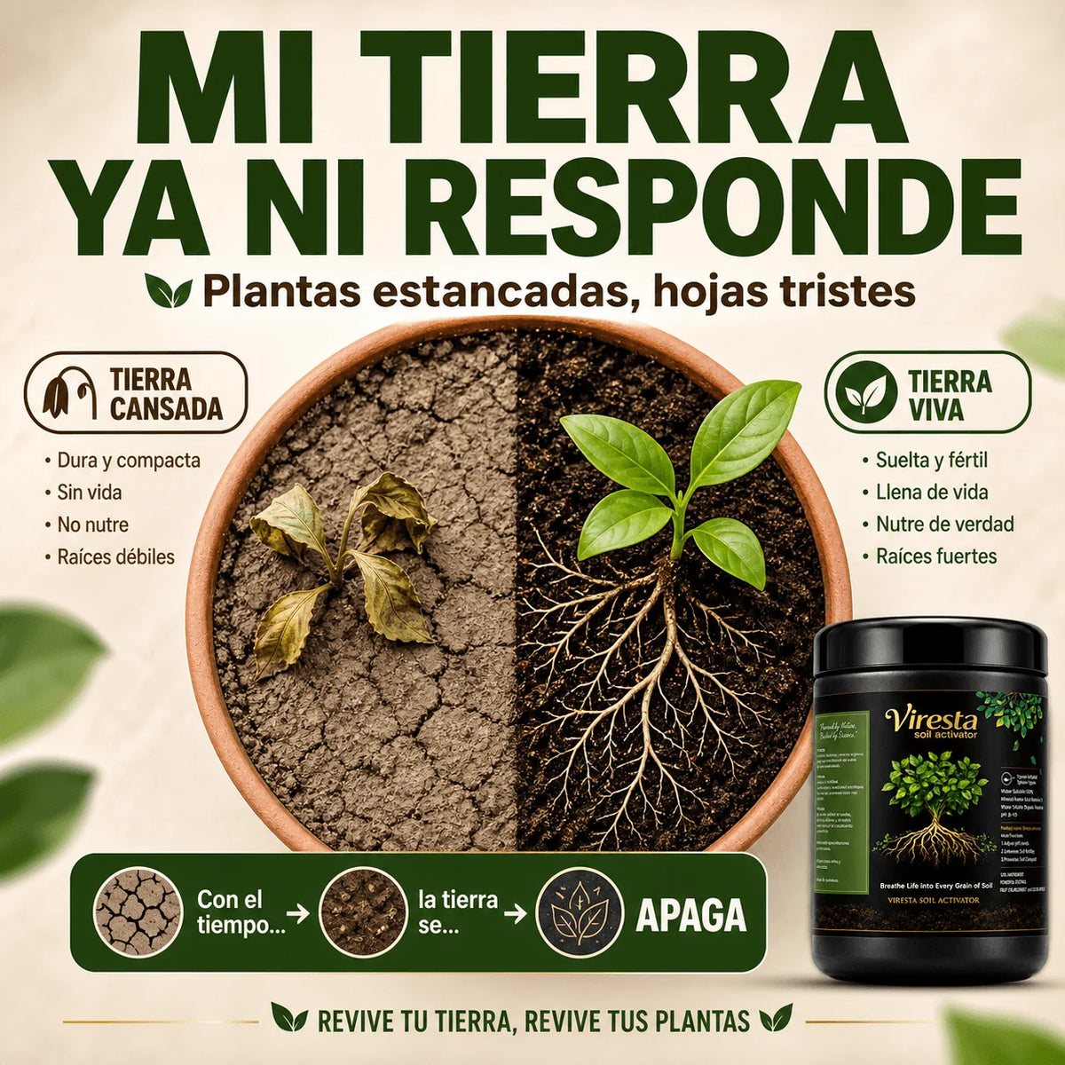 Tierra Fertil - Viresta Fertilizante Orgánico para Mejora de Raíces y Suelo